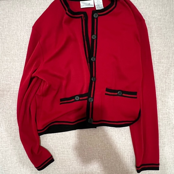 Liz Claiborne Red Large Tee Shirt Dress and Large Mini red cardigan - Picture 4 of 7